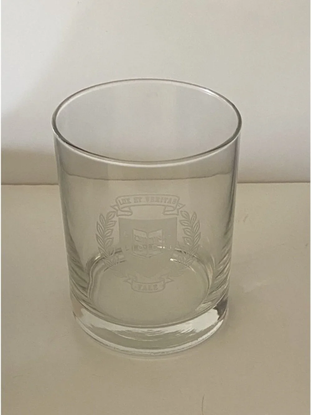 Yale University Etched Lowball Tumbler Glass - Lux et Veritas Crest Replacement